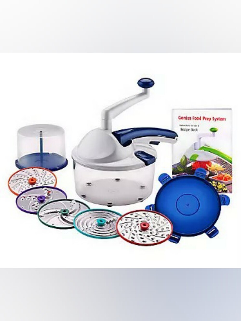 Genius 9 Cup 8-pc Slicer Shredder Food Prep System - Red NWT